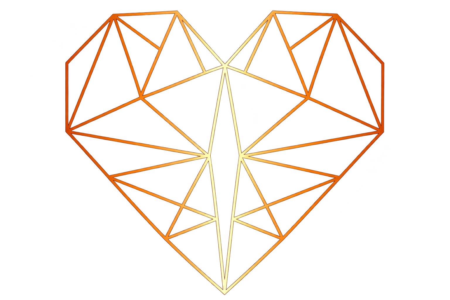 Heart Tribez geometric heart in copper and champagne gold